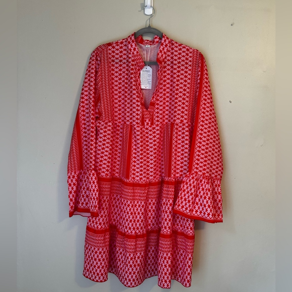 NWT Red and Pink Geometric Dress